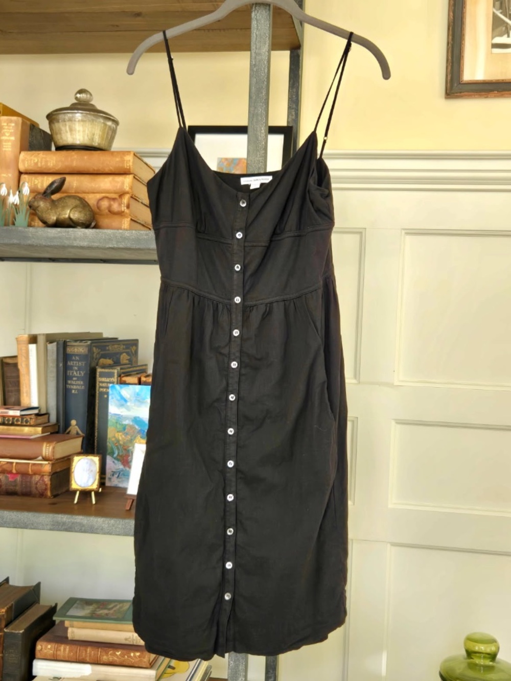 James Perse black camisole style sundress pockets L